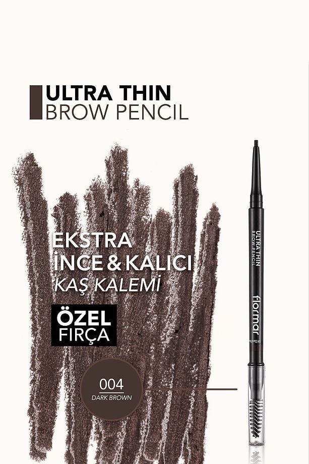 Kaş Kalemi & Fırçası - Ultra Thin Brow Pencil - 004 Dark Brown - 8690604572137 - 5