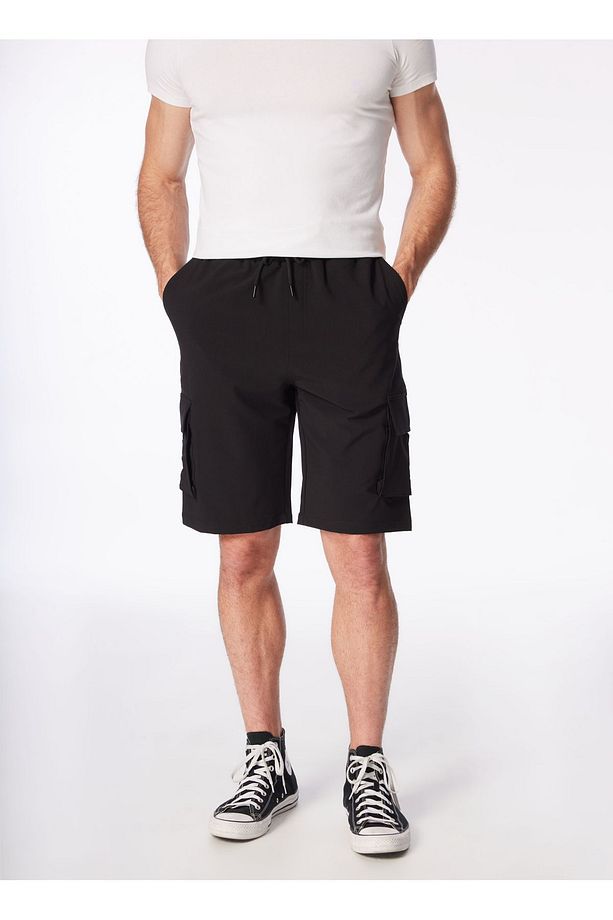 Siyah Erkek Lastikli Basic Su Itici - Bi Strech Bermuda Şort F4sm-sht 0265 - 3