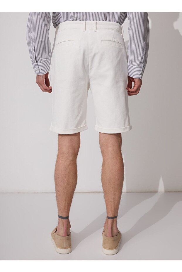 Düşük Bel Basic Ekru Erkek Bermuda Şort Saner - 5