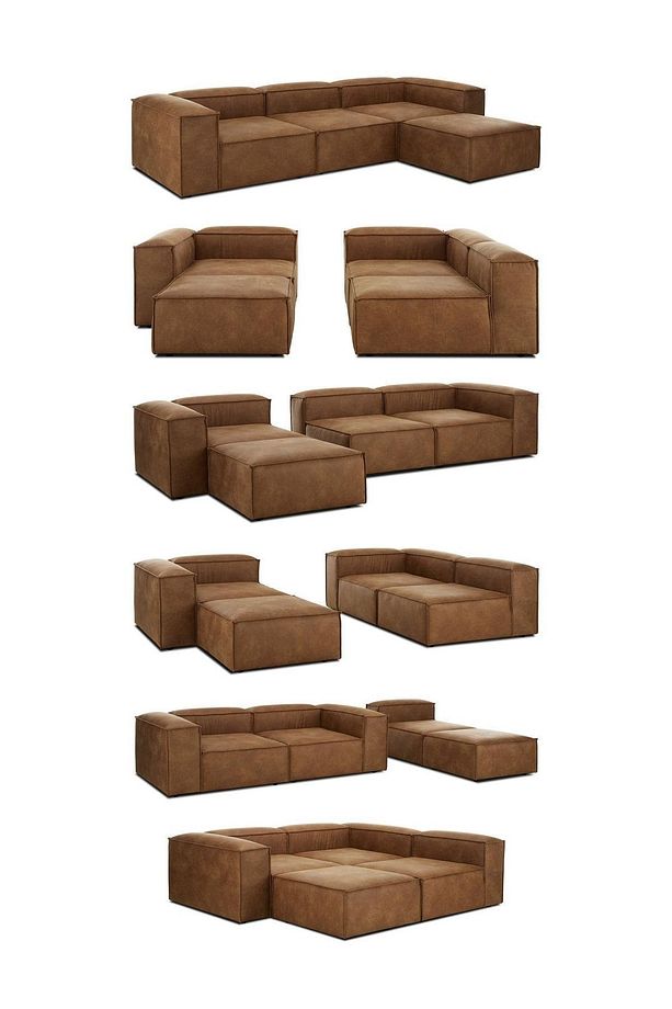 Mode Soft Köşe Koltuk Takımı 4 Modül Kahve Renk Nubuk Kumaş Işbir Sünger (DAİRENİZE TESLİM) - 5