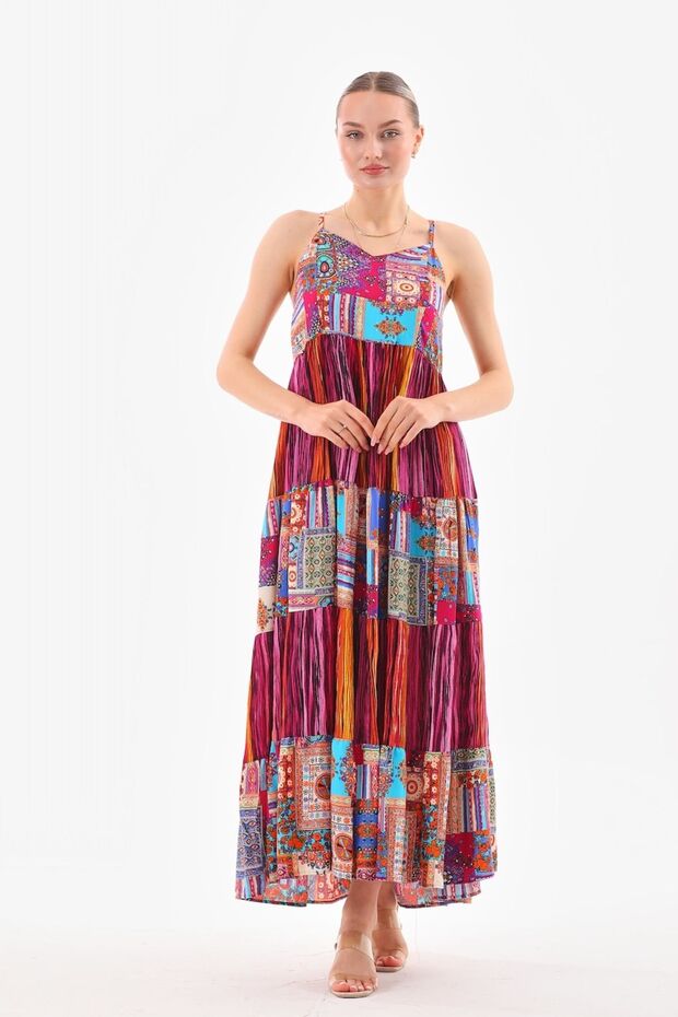 Rochie cu bretele patchwork - 3