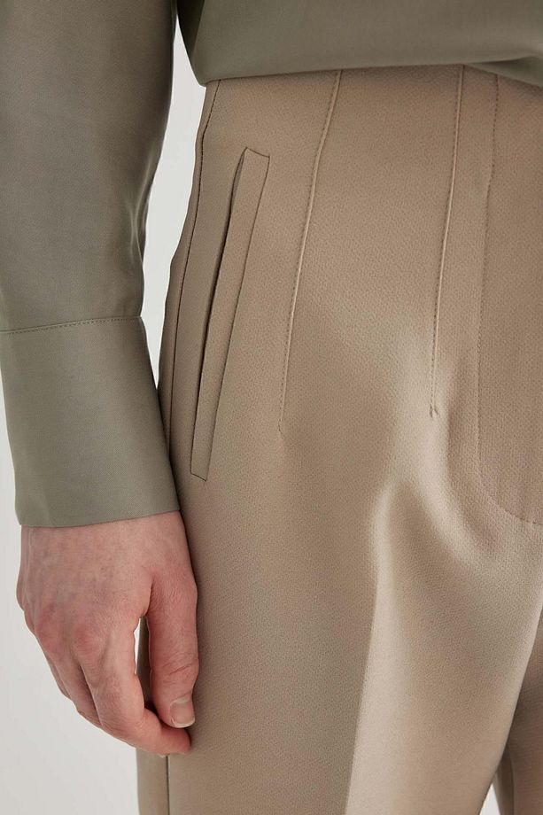 Crop Klasik Pantolon Carrot Fit Fermuarlı Yüksek Bel Basic Düz Dar Paça C2466ax24sp - 5