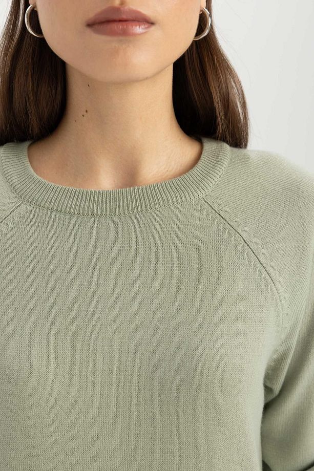 Yumuşak Dokulu Bisiklet Yaka Reglan Kol Basic Düz Triko Kazak I6913az24wn - 5