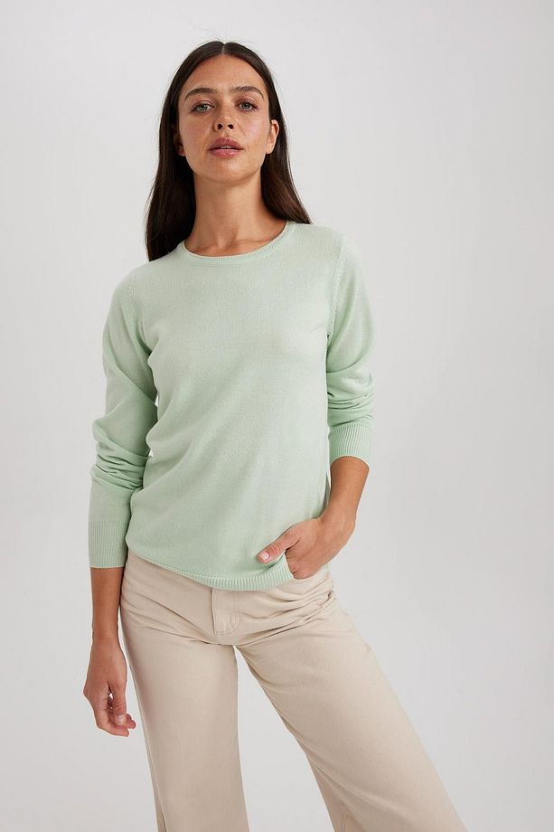 Regular Fit Bisiklet Yaka Yumuşak Dokulu Basic Düz Triko Kazak F7091az23wn - 1