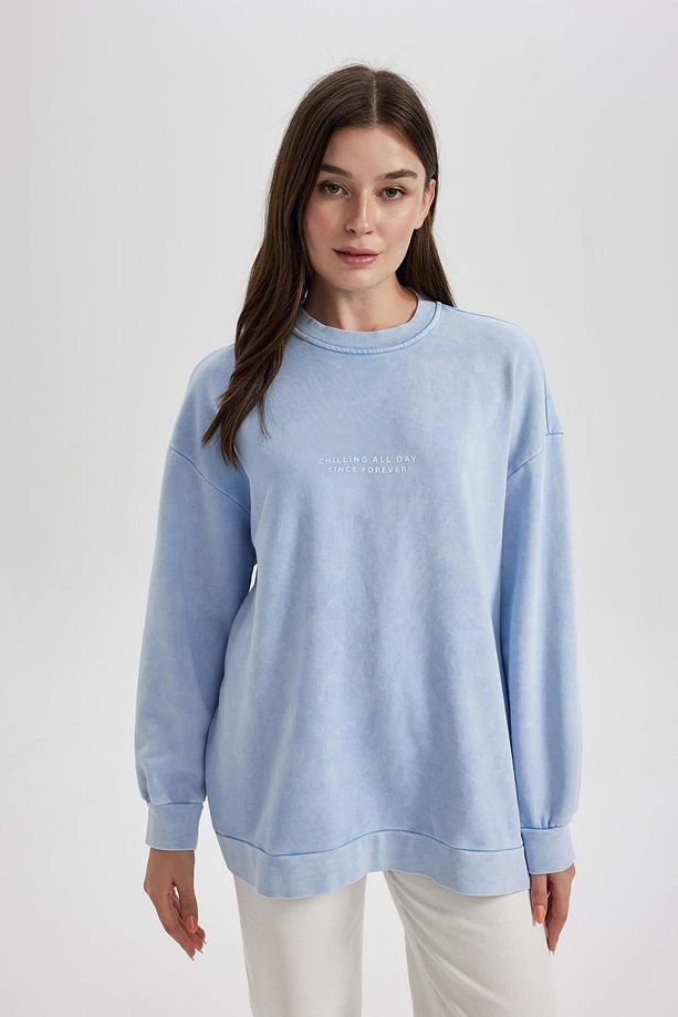 Regular Fit Bisiklet Yaka Baskılı Basic Sweatshirt Tunik B3592ax23wn - 6