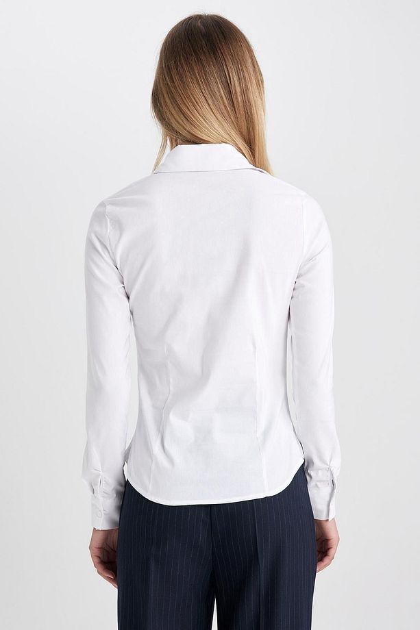 Fitted Basic Düz Uzun Kollu Gömlek I5278az23au - 6