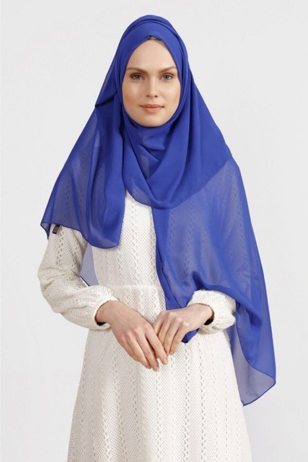 Krep Şifon Şal Canlı Saks - 1