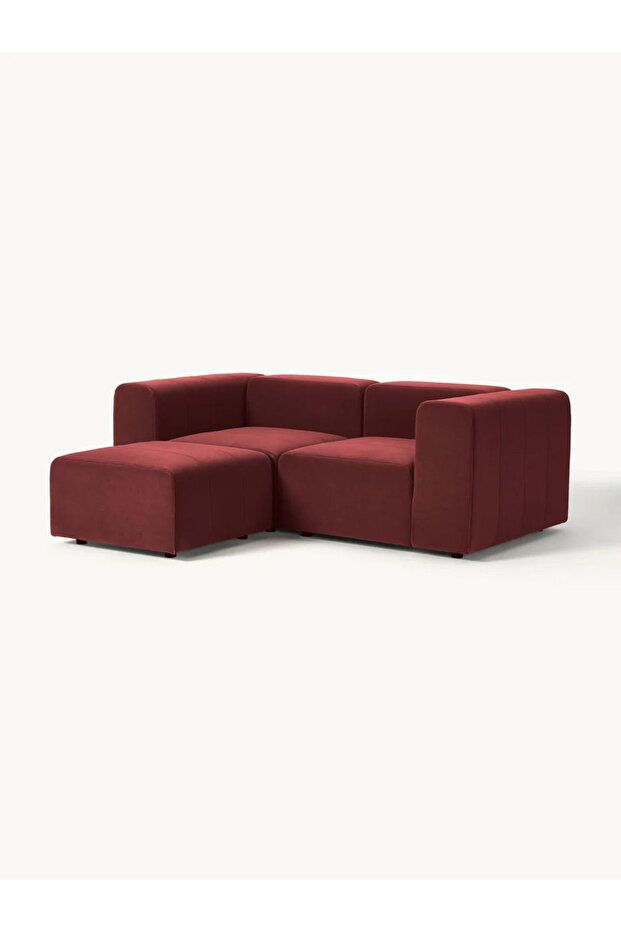 Pietro 3 Modül Köşe (2 MODÜL VE PUF TAKIM), Yönsüz Kadife, Bordo - 3