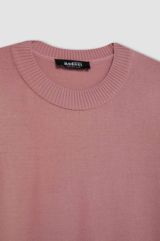 Regular Fit Bisiklet Yaka Basic Kazak Tunik ROSE - 2