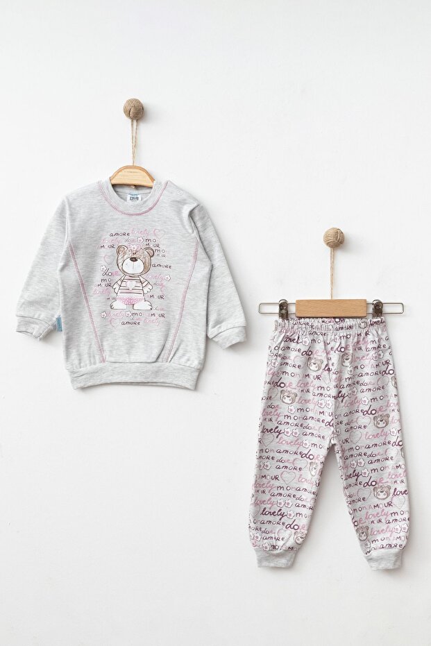 Printed Colorful Melange Combed Cotton Fabric 100% Cotton Top and Bottom Pajama Set