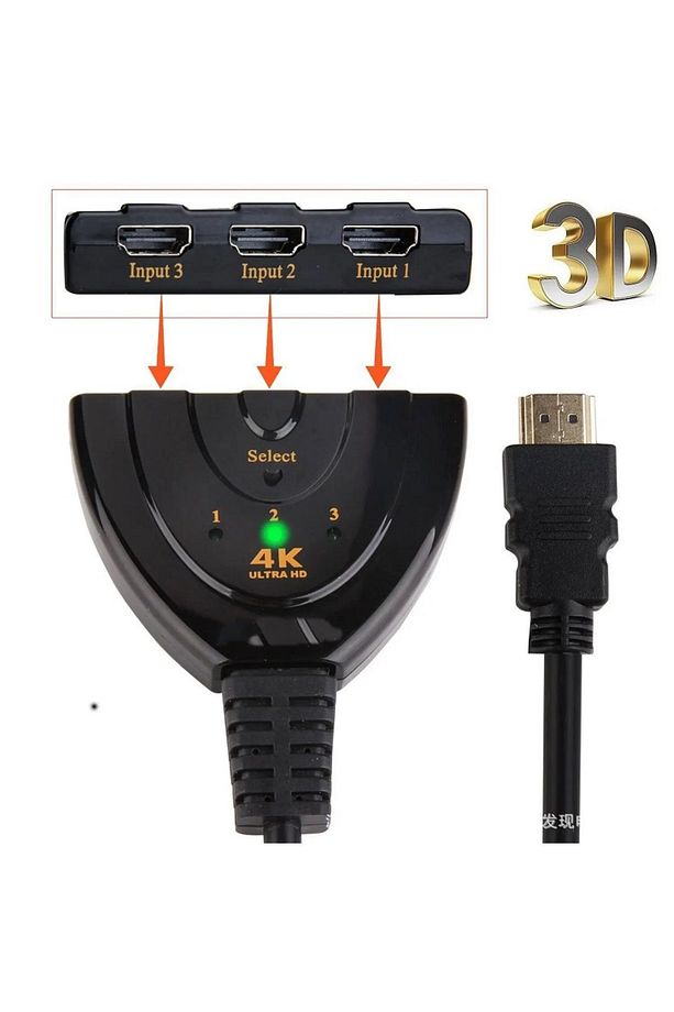 Hdmi Switch 3 In 1 Out Hdmi Giriş Çoklayıcı Port Kablolu Hdmı Otomatik Switch Çoğaltıcı Splitter - 4