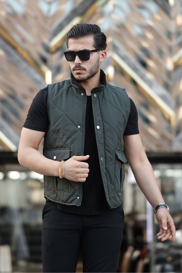 Men's Quilted Snap Fastener Vest Seasonal
