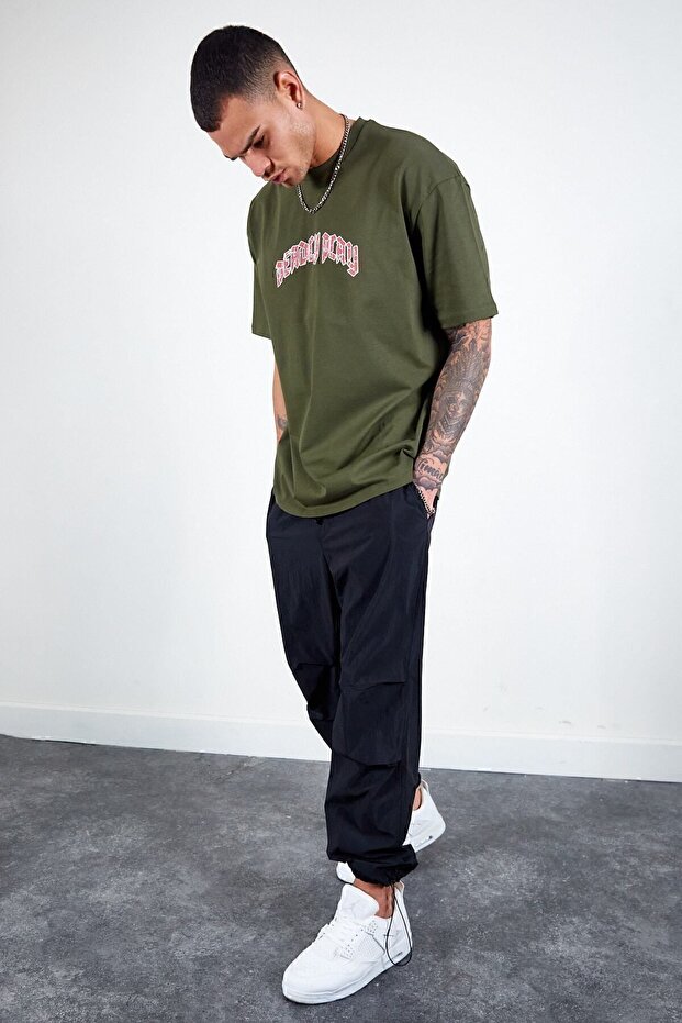 Black Men's Jogger Parachute Pants | Mes616803-01-6803