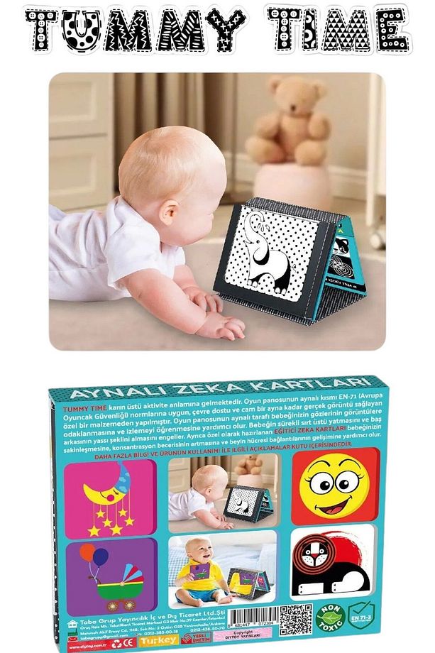 Fileli Bultak Tummy Tıme Aynalı Ilk Zeka Kartları- Tırtıl Bebek Piyano 3lü Set Toplam 30 Parça - 4