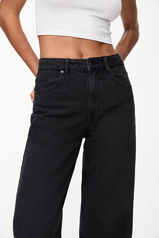 Yüksek bel geniş paça jean - 4