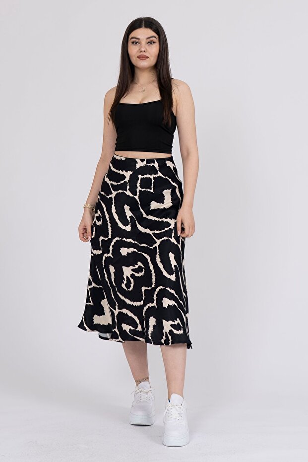 تنورة من الساتان بنقشة الفهد - 1