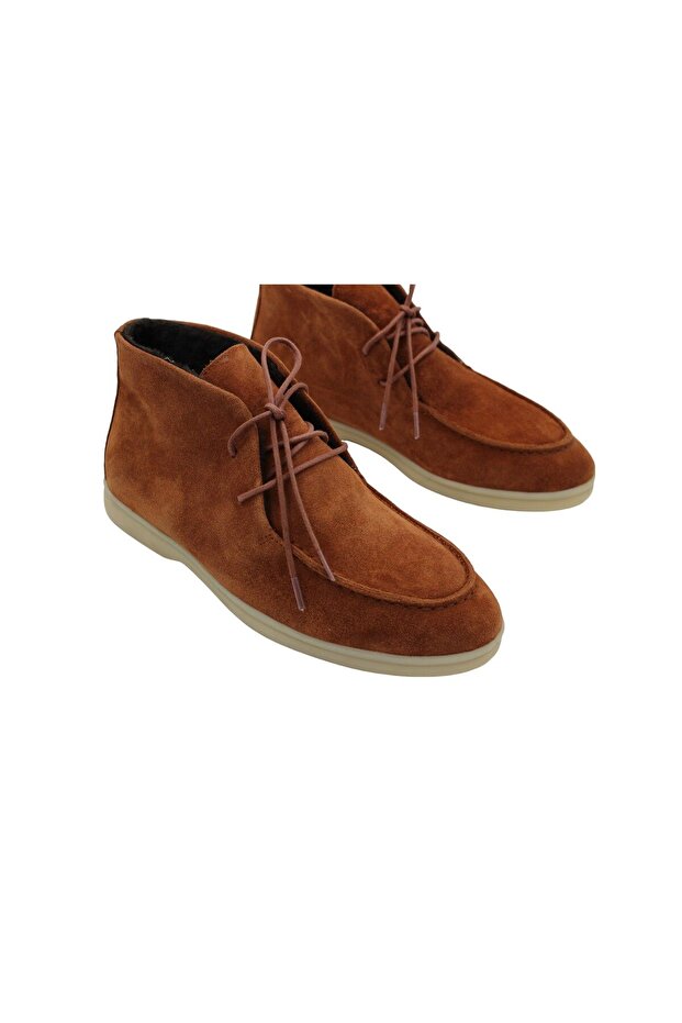 Real Leather Tan Suede Lace-Up Comfortable Daily Women's Boots