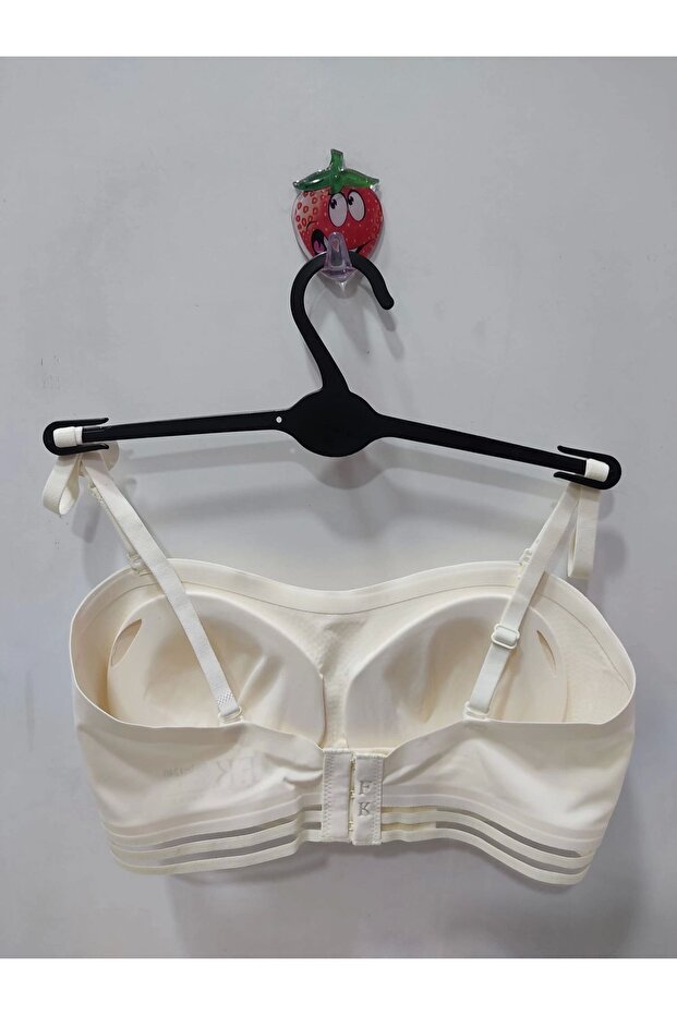 Laser Cut Strapless Ecru Bra - 2