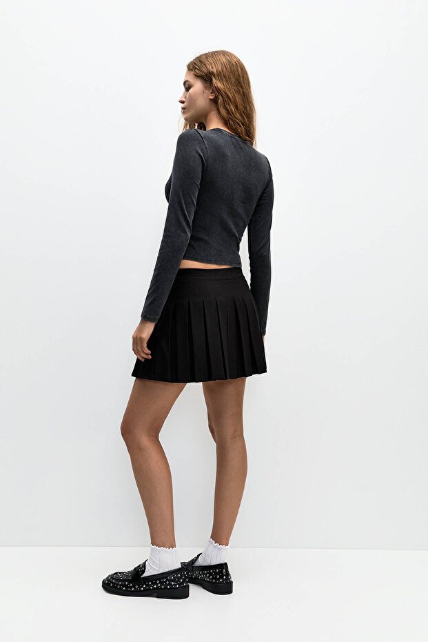 Pleated Mini Skirt - 4