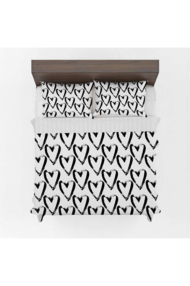 Double Romantic Black Heart Pique Set