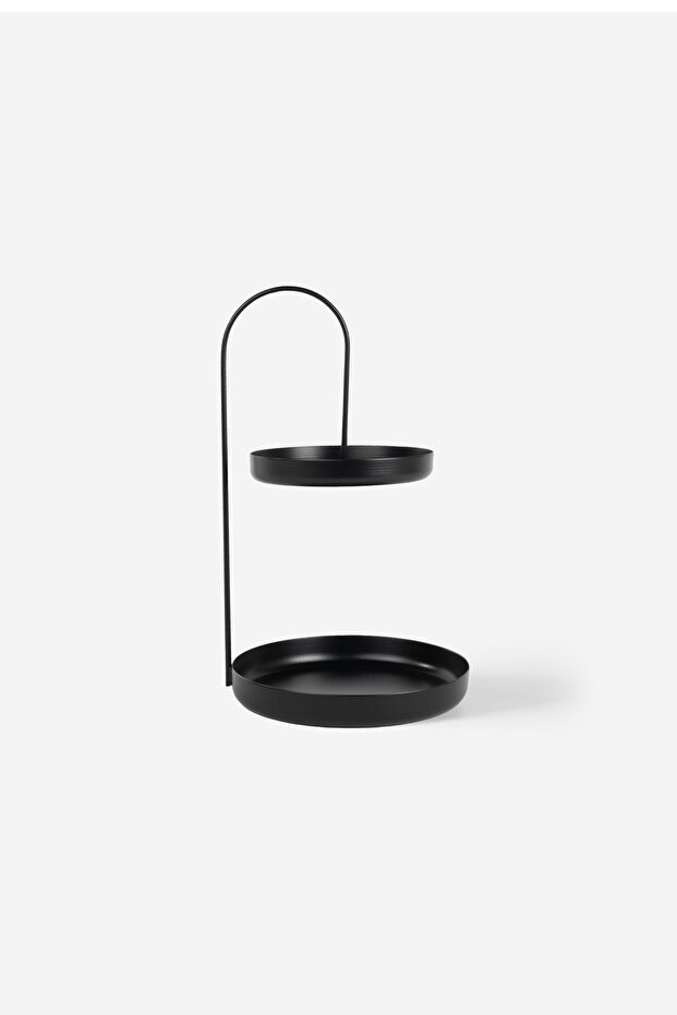 Black Metal Organizer - Round Base, Two-Layer Set, Makeup Stand - Misbon