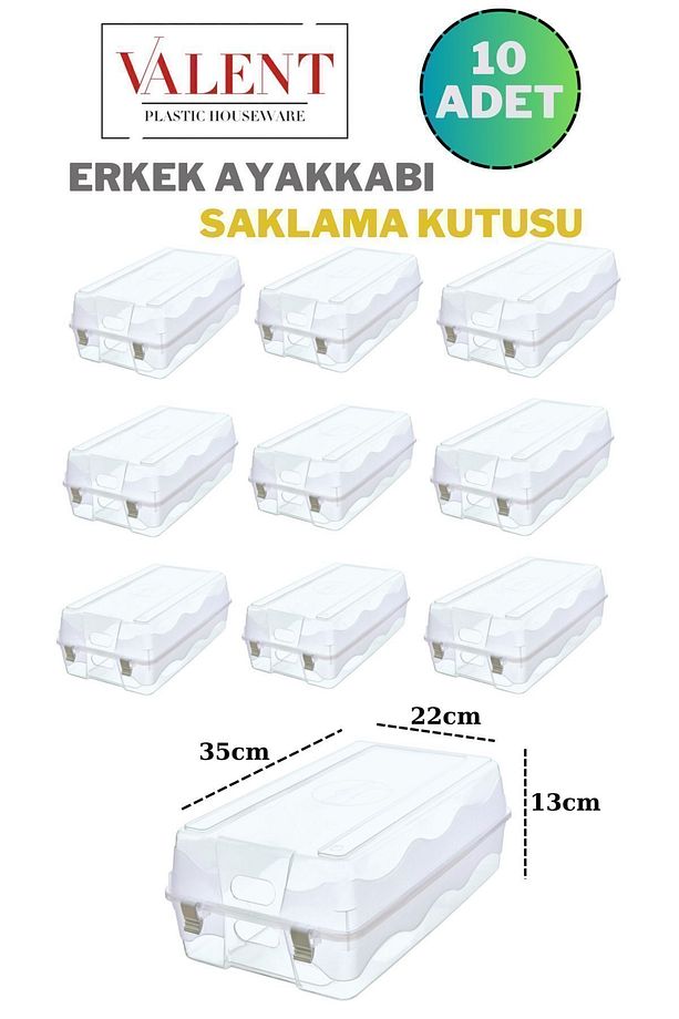 10 Adet Klipsli Erkek Ayakkabı Kutusu Kalın Büyük Steril Ayakkabı Saklama Düzenleyici Şeffaf - 1