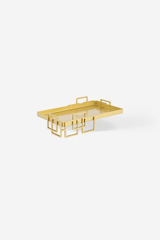 Gold Square-Legged Metal 2-Piece Presentation Tray - Multi-Purpose Organizer - Natty