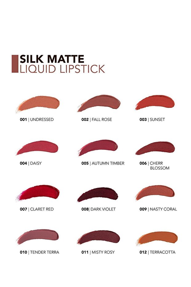Kadife Dokulu Likit Mat Ruj - Silk Matte Liquid Lipstick - 010 TENDER TERRA - 8690604505371 - 5