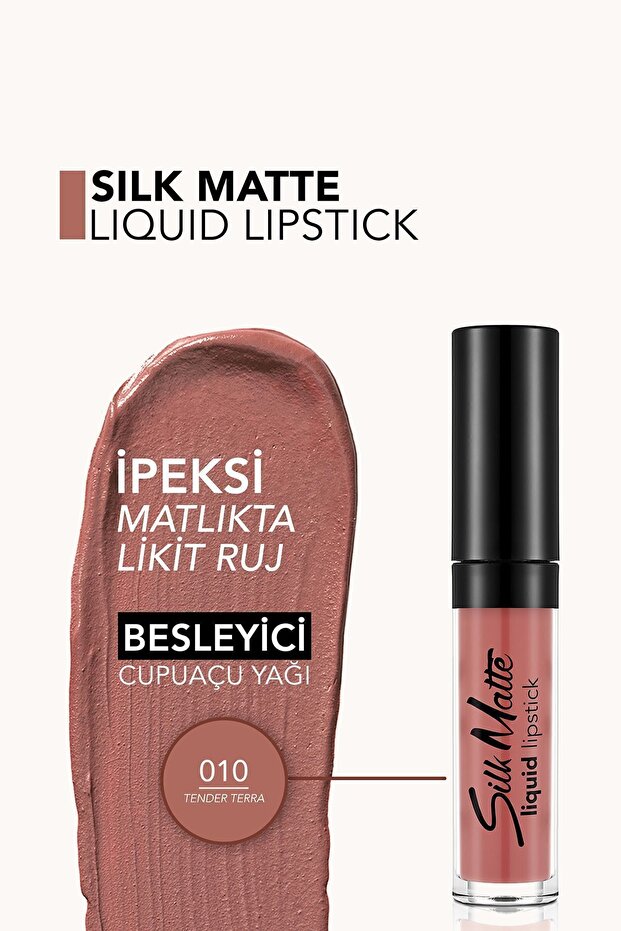 Kadife Dokulu Likit Mat Ruj - Silk Matte Liquid Lipstick - 010 TENDER TERRA - 8690604505371 - 4