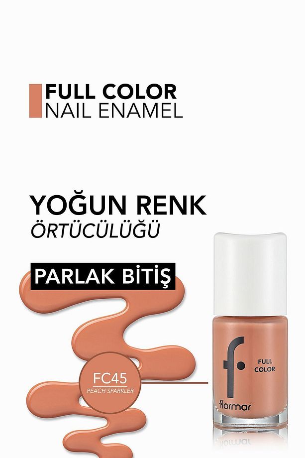 Yoğun Pigmentli Parlak Oje- Full Color Nail Enamel- Fc45 Peach Sparkler -8690604379989 - 6