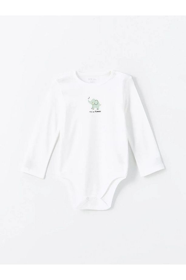 LCW baby Ekru Bisiklet Yaka Baskılı Erkek Bebek Çıtçıtlı Body 5'li - 4