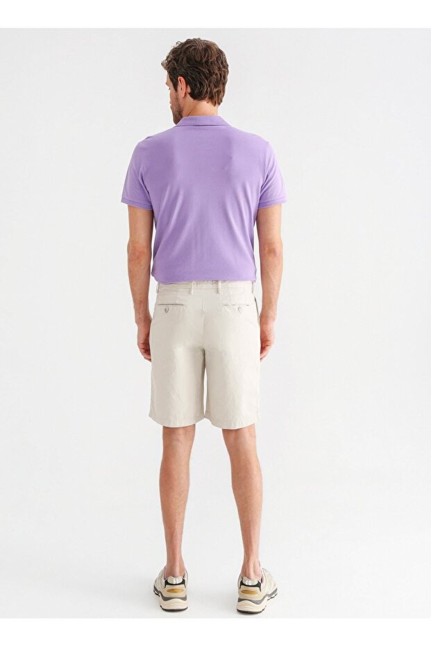 Düşük Bel Basic Bej Erkek Bermuda Şort Oslo - 6