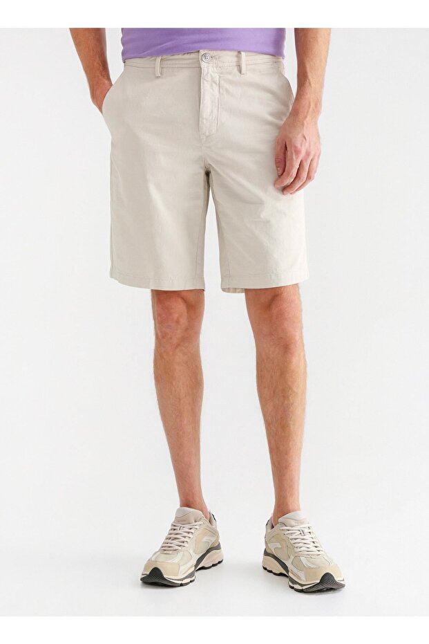 Düşük Bel Basic Bej Erkek Bermuda Şort Oslo - 3