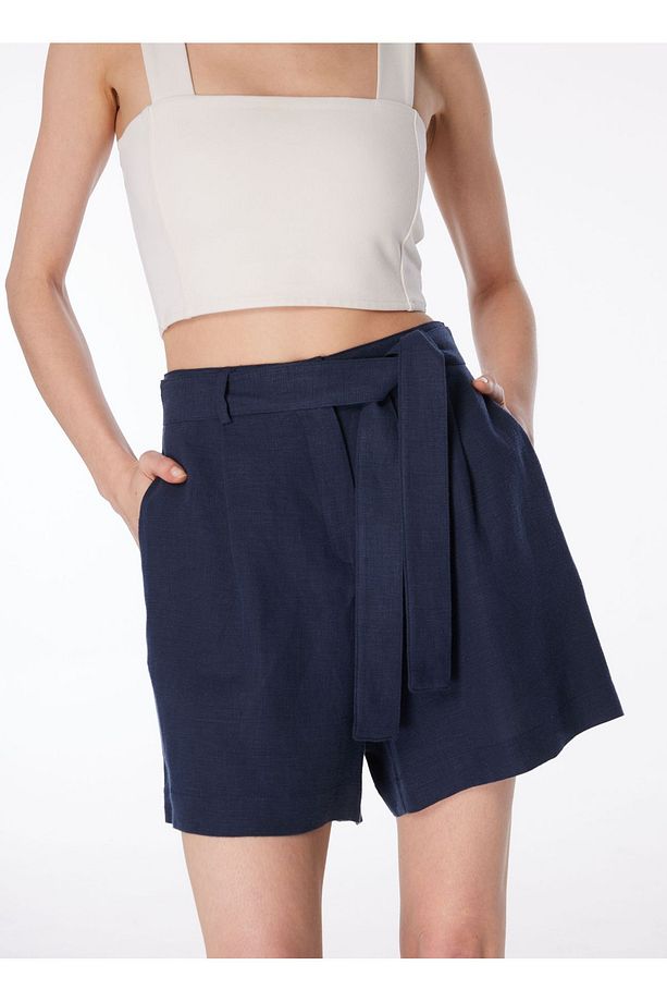 Normal Bel Basic Lacivert Kadın Şort F4SL-SHT0123 - 4