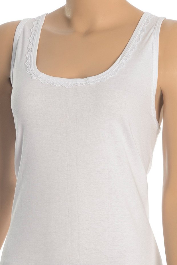 6 Pieces of 100% Cotton Wide-Strapped Lace Women's Tank Tops in King Size (Economic Package)
