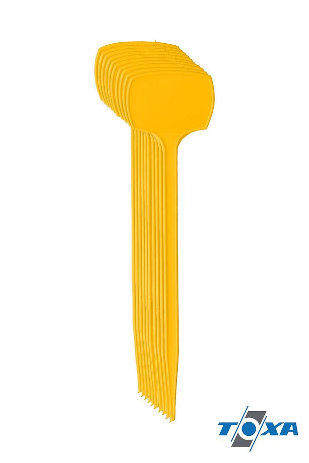 Sera Saksı Etiketi 10 Adet 20x6cm Plastik Çiçek Bitki Fide Levhası Kazıklı Fiyat Etiket Sarı - 3