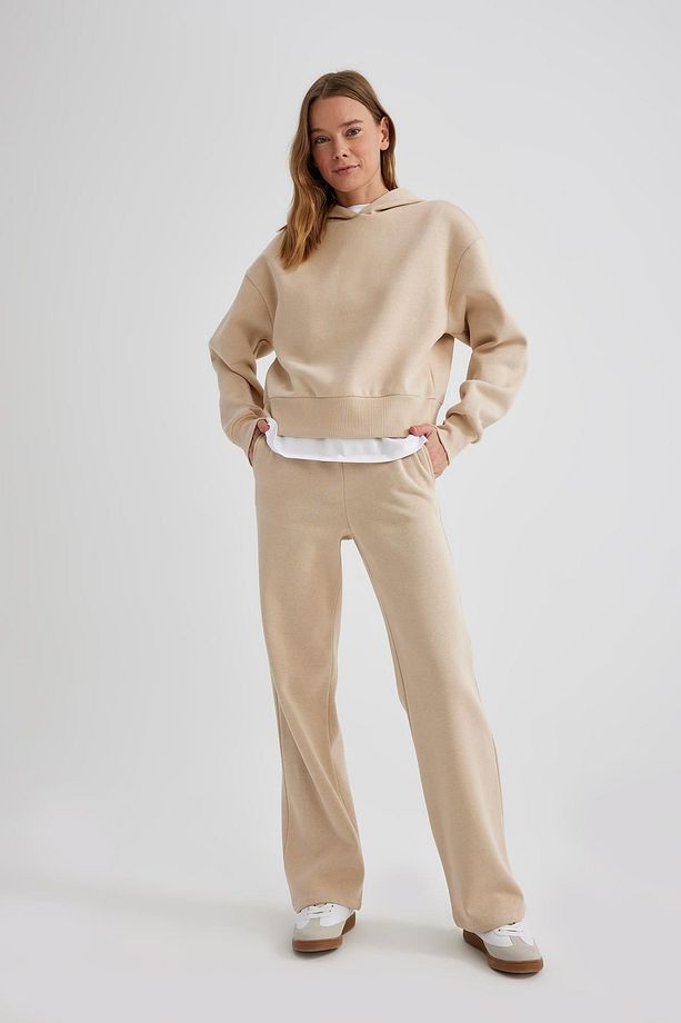 Straight Fit Beli Lastikli Cepli Yüksek Bel Kalın Basic Düz Eşofman Altı B8571ax24sp - 2