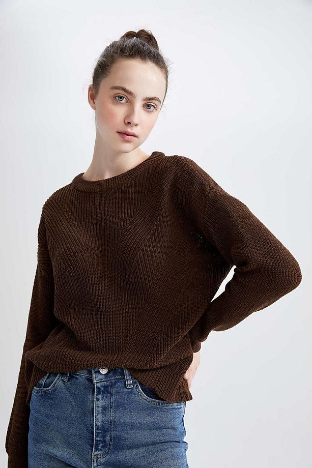 Regular Fit Basic selanik Örgülü Triko Kazak H6905az22au - 3