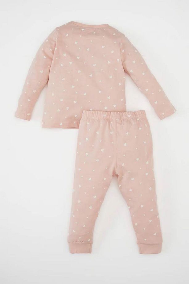 Kız Bebek Pijama Takımı Kalp Desenli Penye Uzun Kollu Üst Uzun Alt D1796a524au - 2