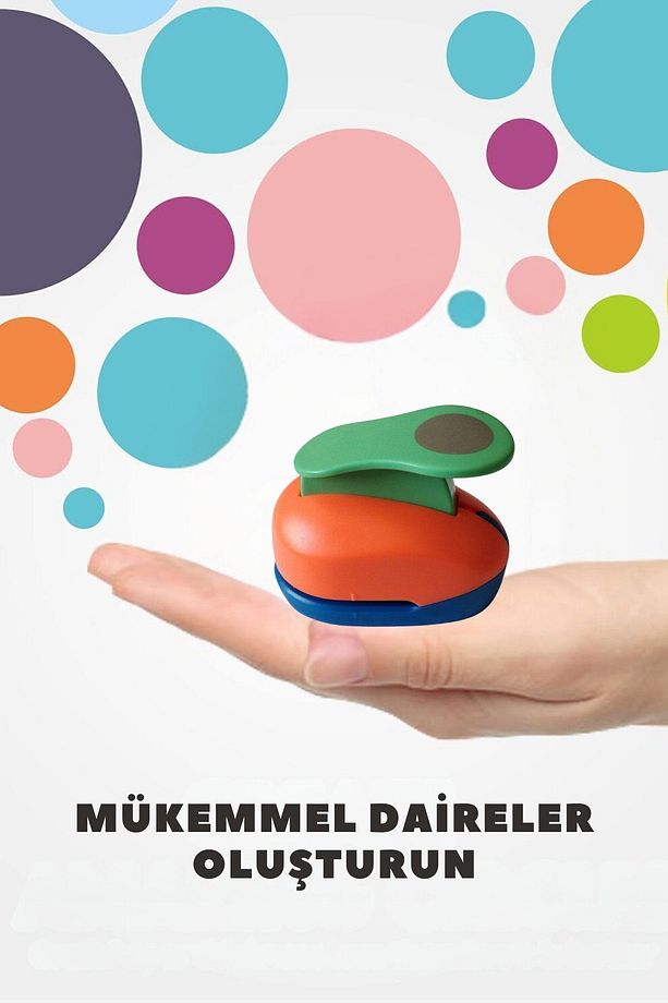 Yuvarlak Kağıt Delgeç - Kart, Dıy Ve El Işi Projeleri Için Delgeç, Karışık Renk-2.54cm-1 Inch,1 Adet - 3