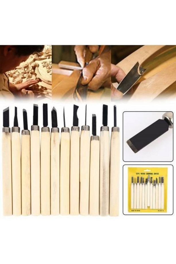 12 Parça Ahşap Oyma Set Ağaç Oyma Set Kalem Set Iskarpela - 1