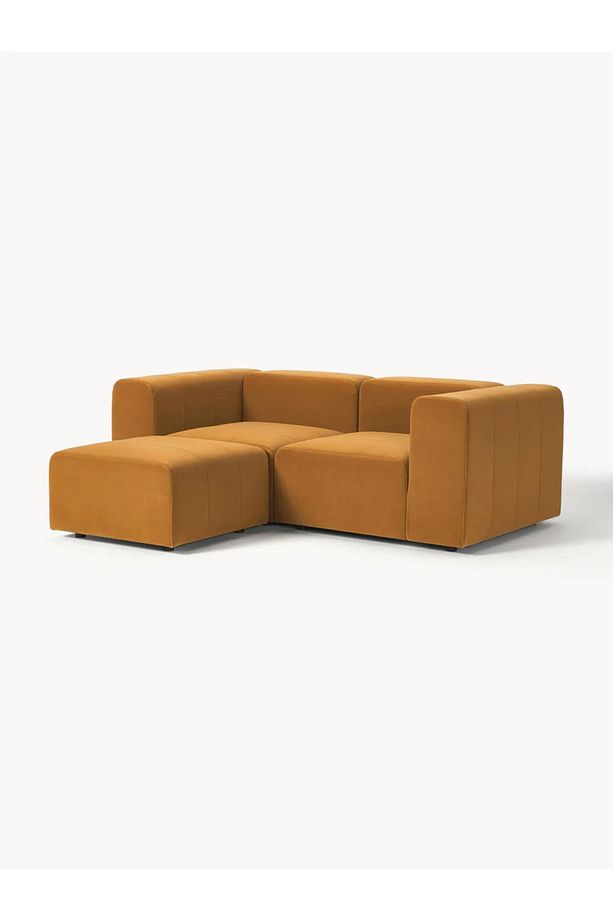 Pietro 3 Modül Köşe (2 MODÜL VE PUF TAKIM), Yönsüz Kadife, Hardal - 3