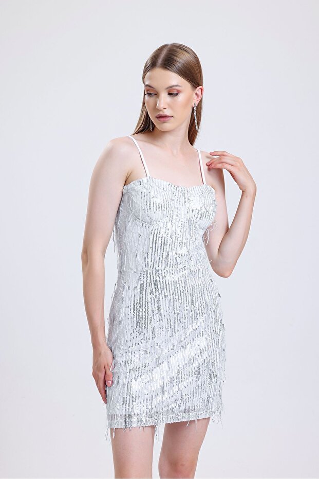 Payet Abiye Elbise | ELB35119 Silver - 1