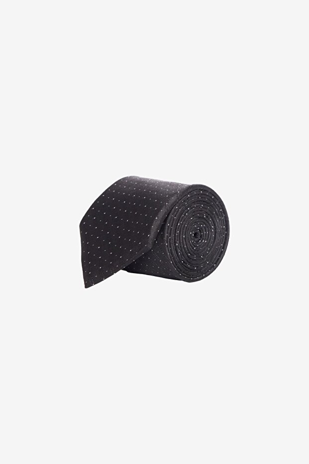 Men's Black-White Patterned Tie