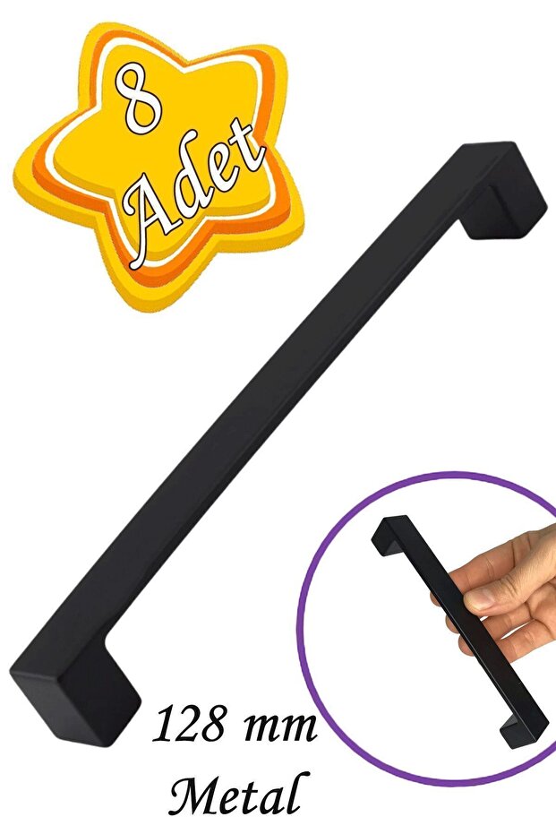 8 Pieces Bihter Straight Handle 128 mm Black Kitchen Handle Drawer Cabinet Door Handle Metal Furniture Cabinet Handle