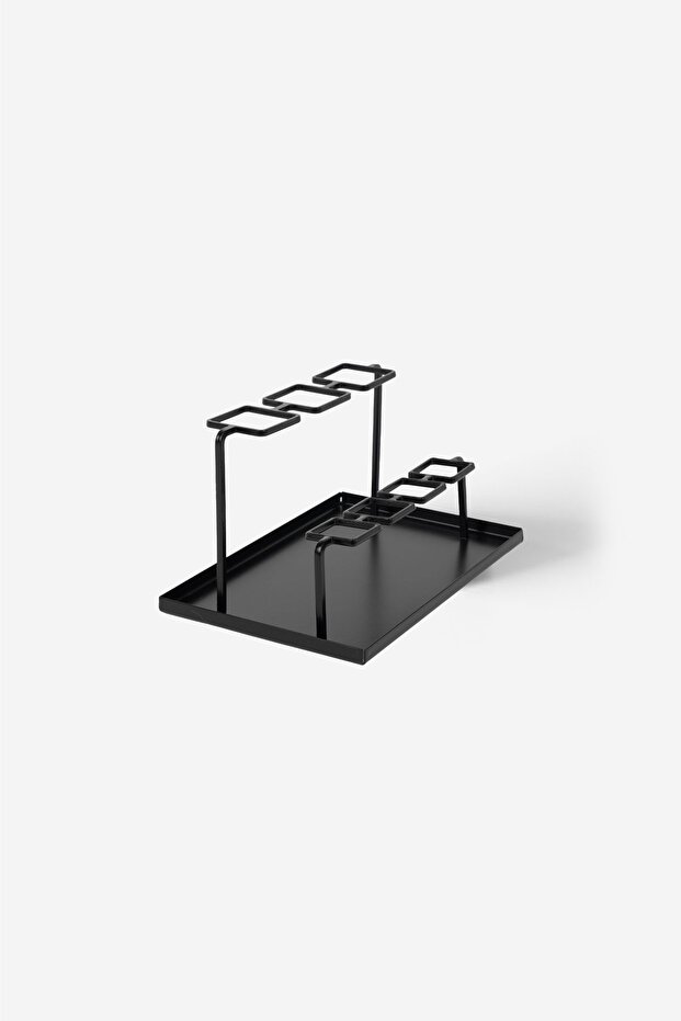 Geometric Patterned Black Metal Organizer - Pen and Brush Organizer