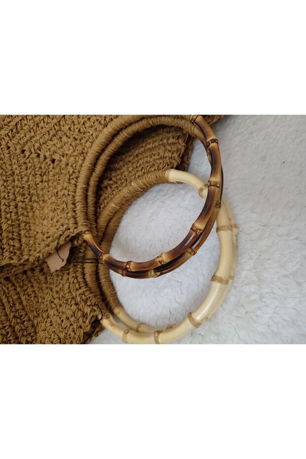 Gerçek bambu hasır çanta - 5