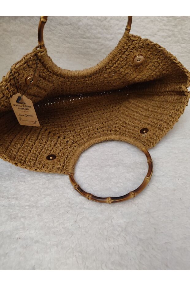 Gerçek bambu hasır çanta - 4