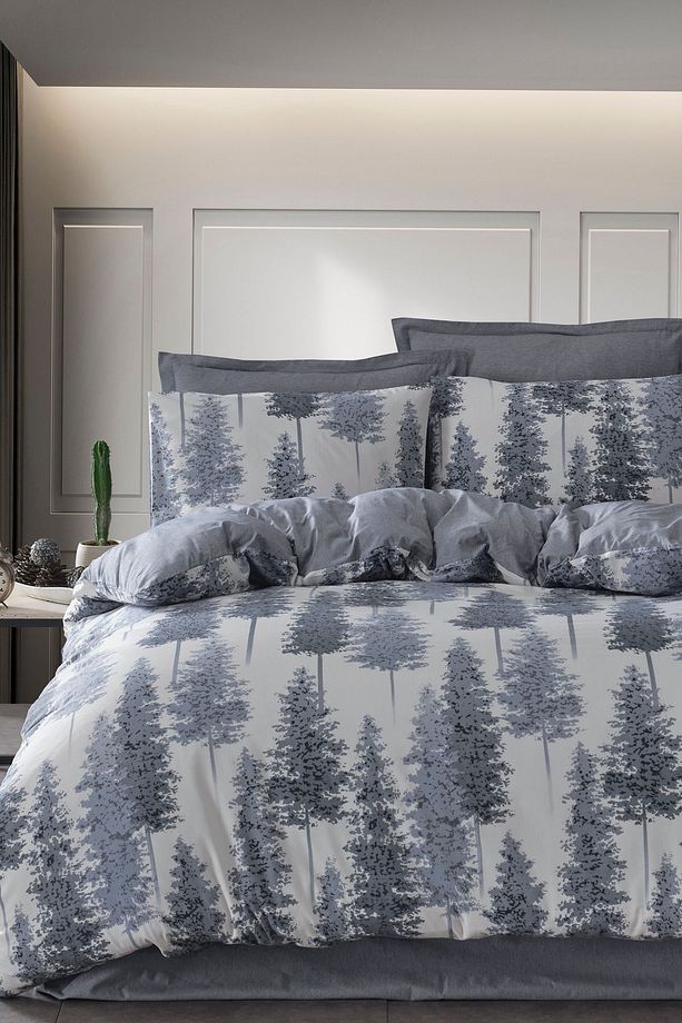 Kolay Ütülenir Nevresim Takımı Tek Kişilik Forrest Mavi - 1