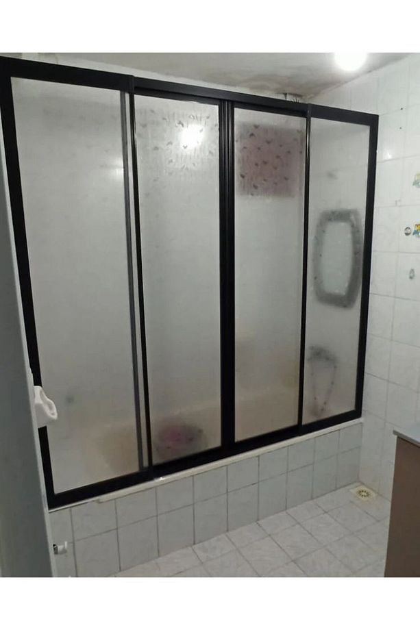 185cm Teknesiz Plastik Camlı Siyah Profilli Duşakabin Nd422 - 6